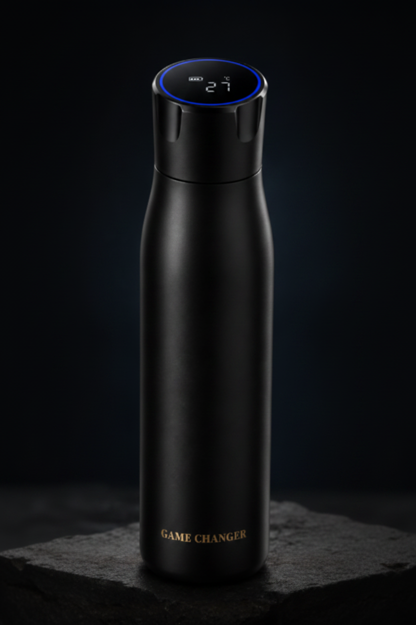 Game Changer Smart Bottle – LED Display, Charcoal Background